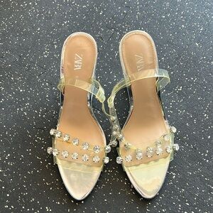 Zara crystal acrylic wedge heels